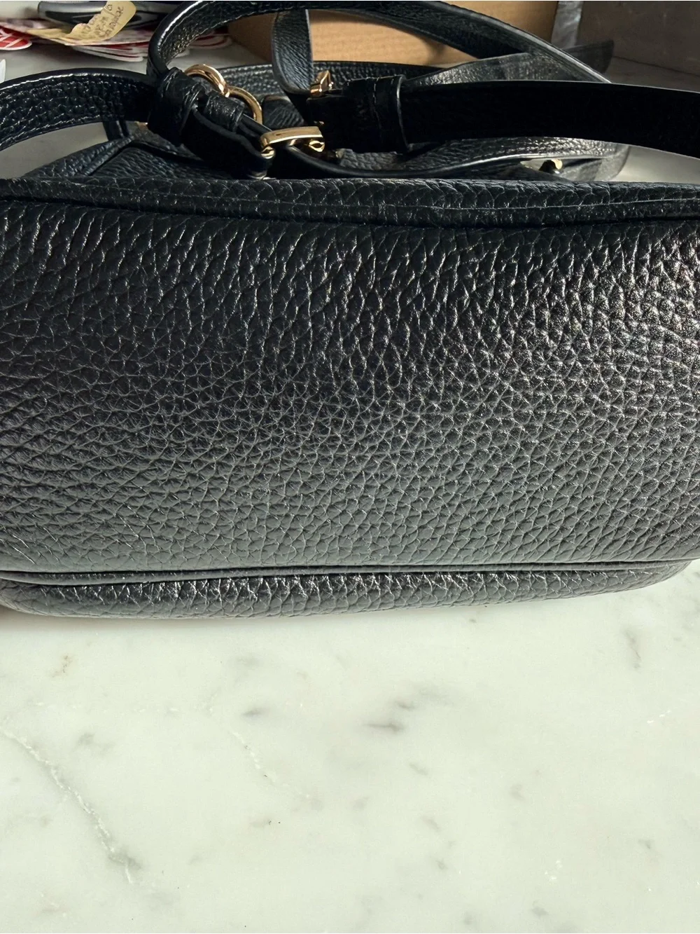 Michael Kors Black Pebbled Leather Mini Backpack with Gold Hardware